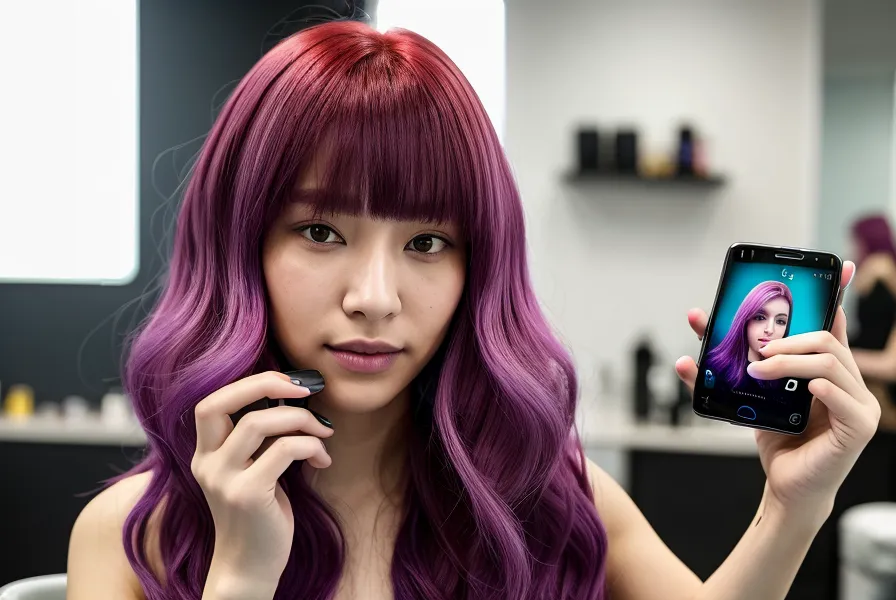 Fotografía de un trabajo de colorimetría con smartphone en un salón