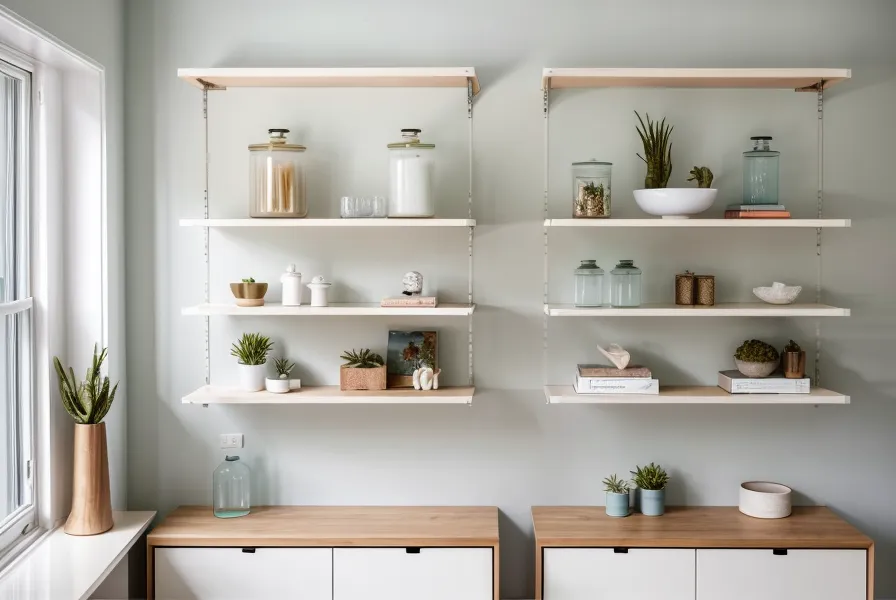 Comparación visual de organización de productos de colorimetría en salón de belleza