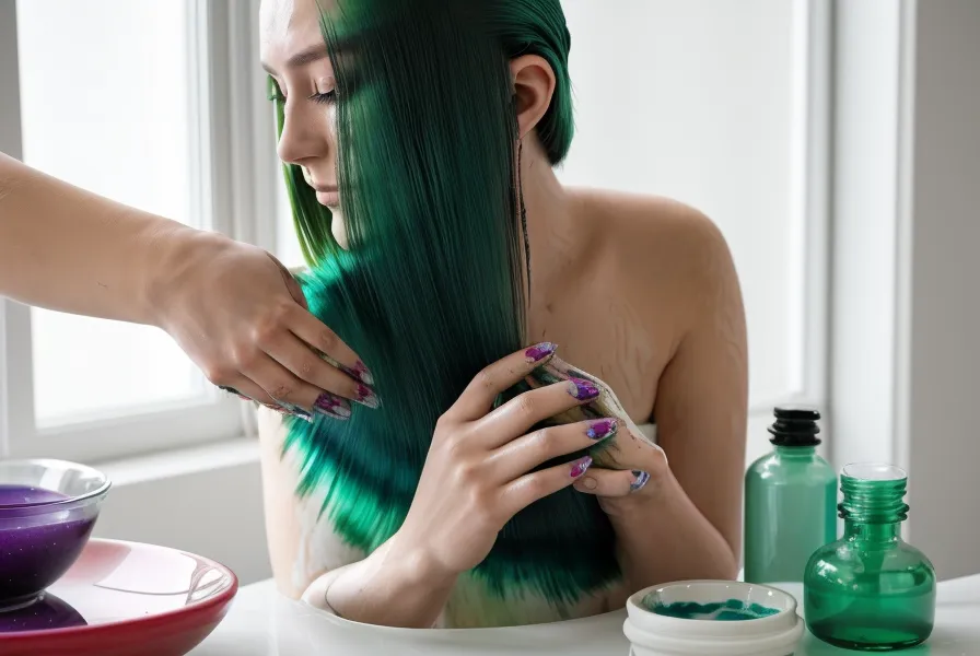 Manos de una peluquera colorista con la piel seca y marcas de tinte tras una jornada larga en cabina