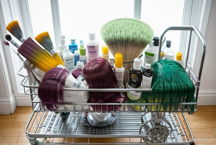 Desorden de tubos de tinte de 60 ml antes de aplicar gestión de stock en una cabina de colorimetría profesional pequeña
