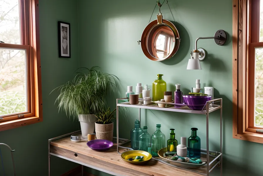 Comparación entre estantería fija de pared estrecha y organizador giratorio para colorimetría profesional en peluquería