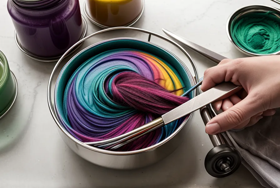 Báscula de precisión midiendo la mezcla de tinte para una colorimetría profesional exacta