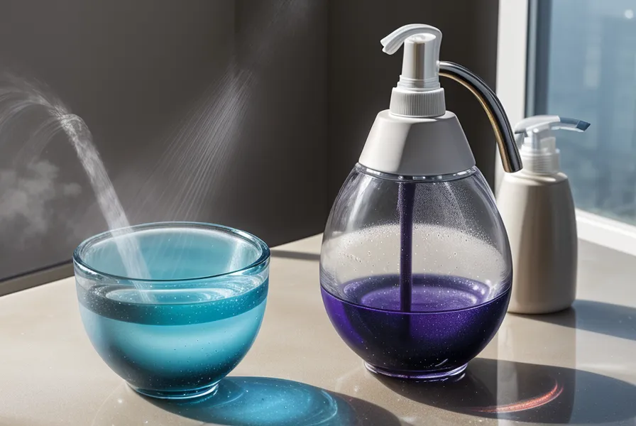 Pulverizador profesional de 300 ml junto a los tintes en el carrito de una cabina de color